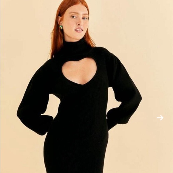Farm Rio Black Heart Neckline Knit Dress - Picture 2 of 6